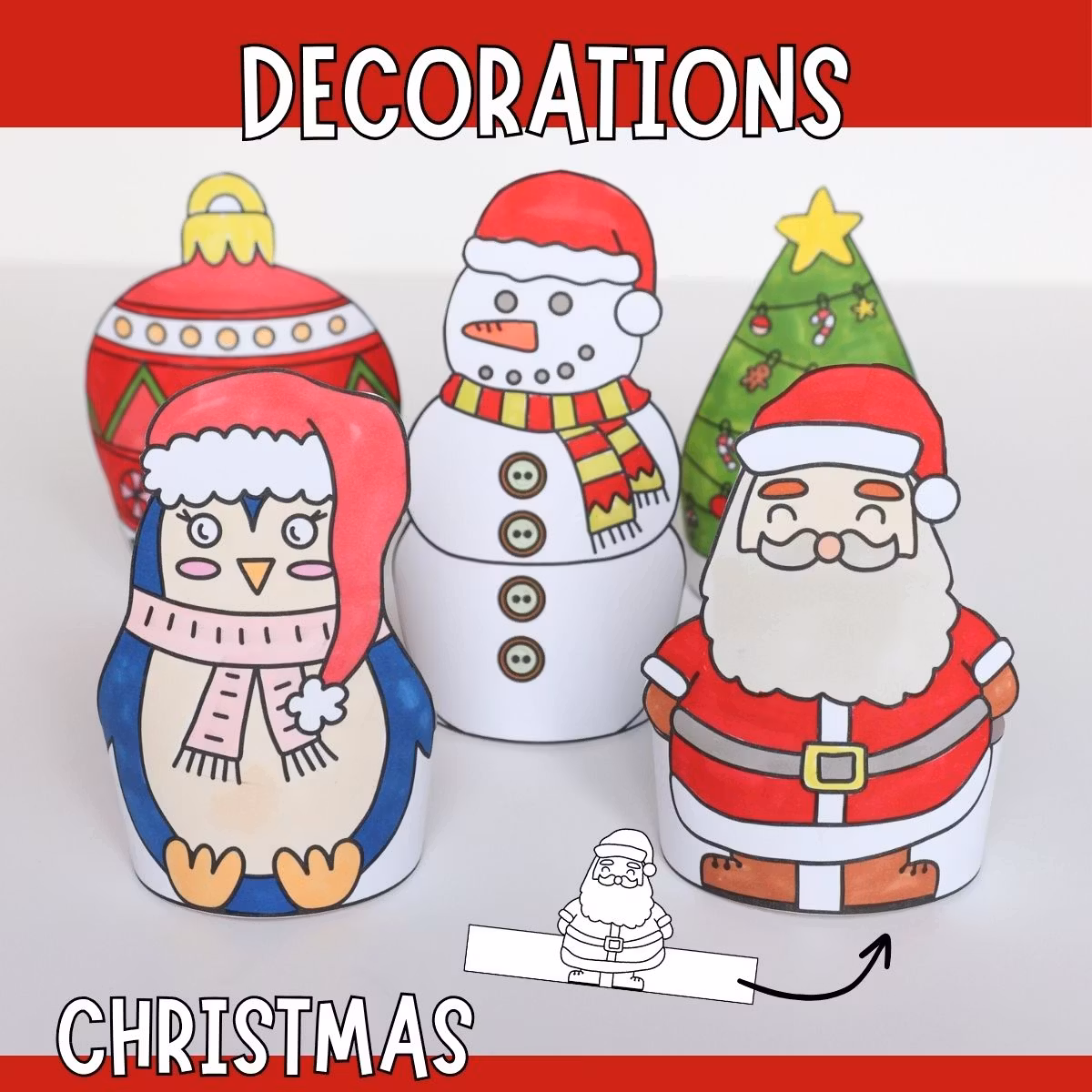 Standing Christmas Decorations - Printable Craft for Kids