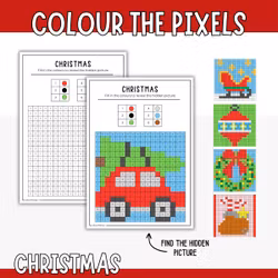 Christmas Pixel Art - Printable Craft for Kids