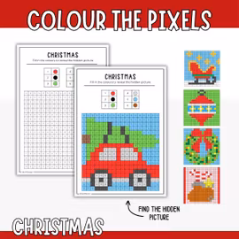 Christmas Pixel Art - Printable Craft for Kids