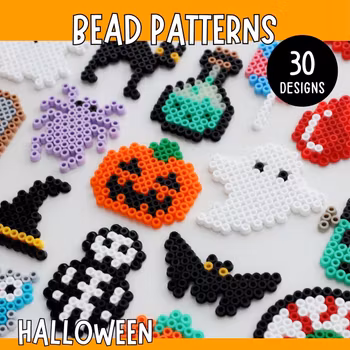 30 Halloween Pearl Bead Patterns - Printable Templates