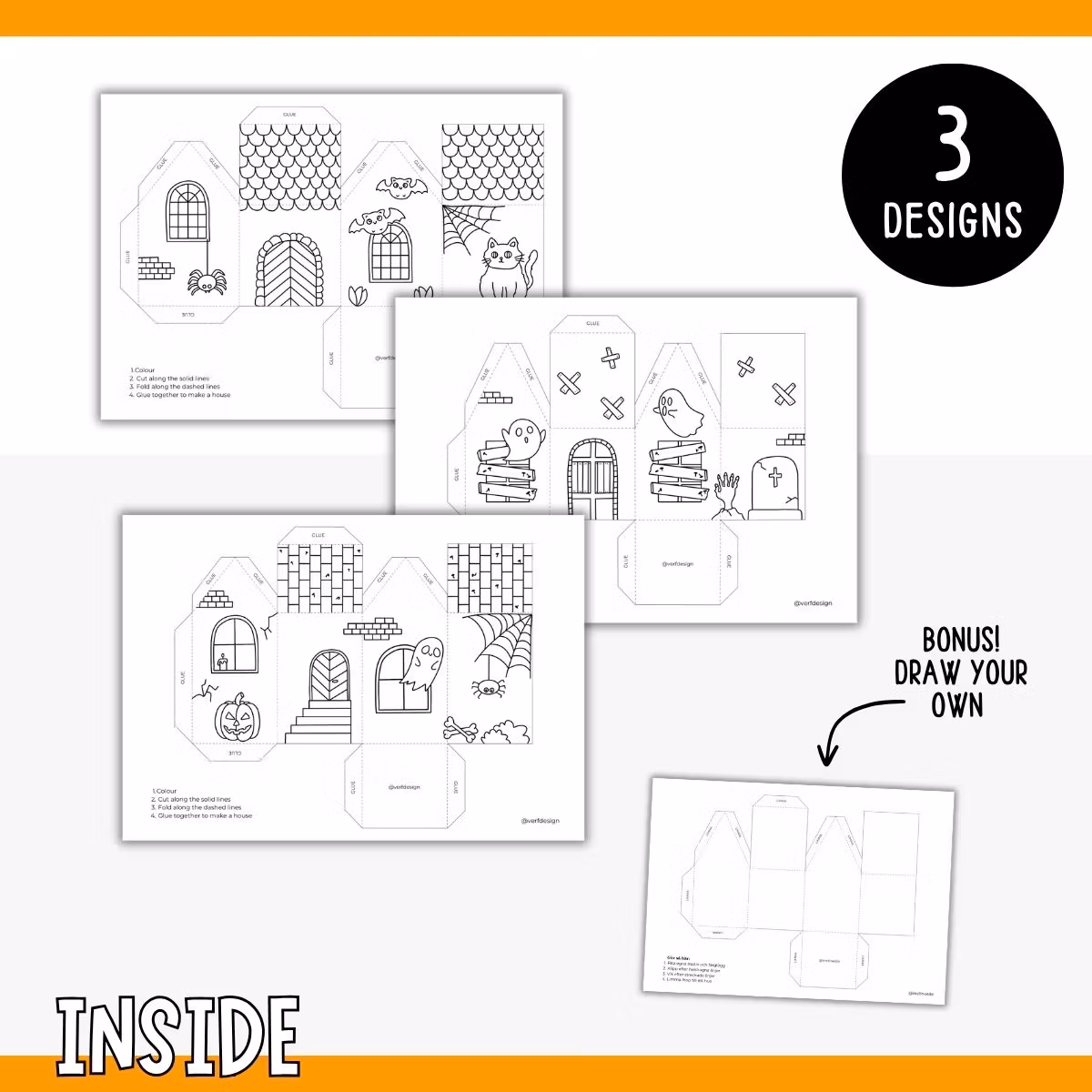 3D Halloween Houses - Printable Craft Templates for Kids