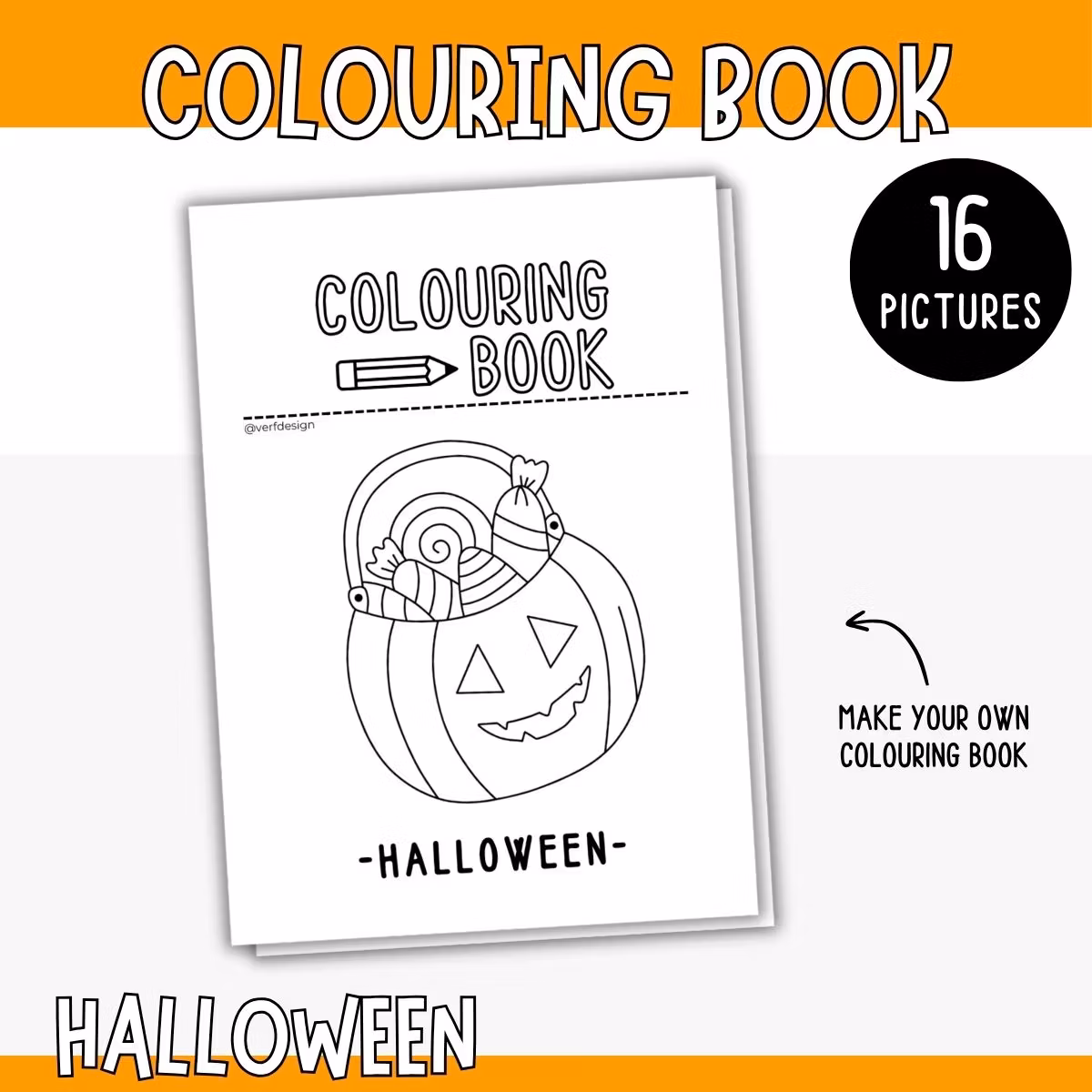 Halloween Colouring Book – 16 Pitures