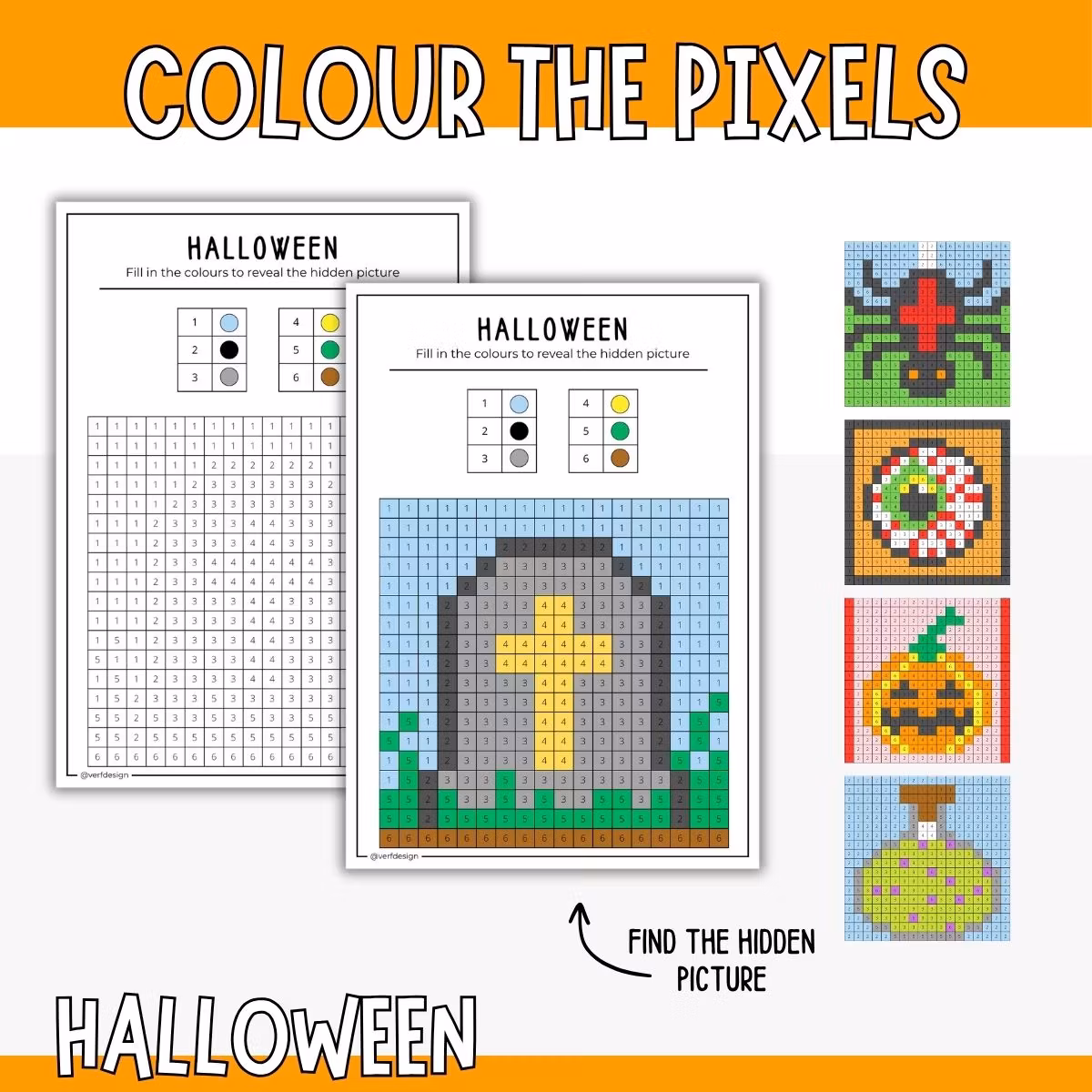 Halloween Pixel Art - Printable Craft for Kids