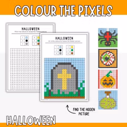 Halloween Pixel Art - Printable Craft for Kids