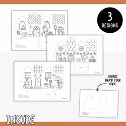 3D Autumn Houses - Printable Craft Templates for Kids