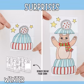Surprise Winter Hats - Printable Craft for Kids