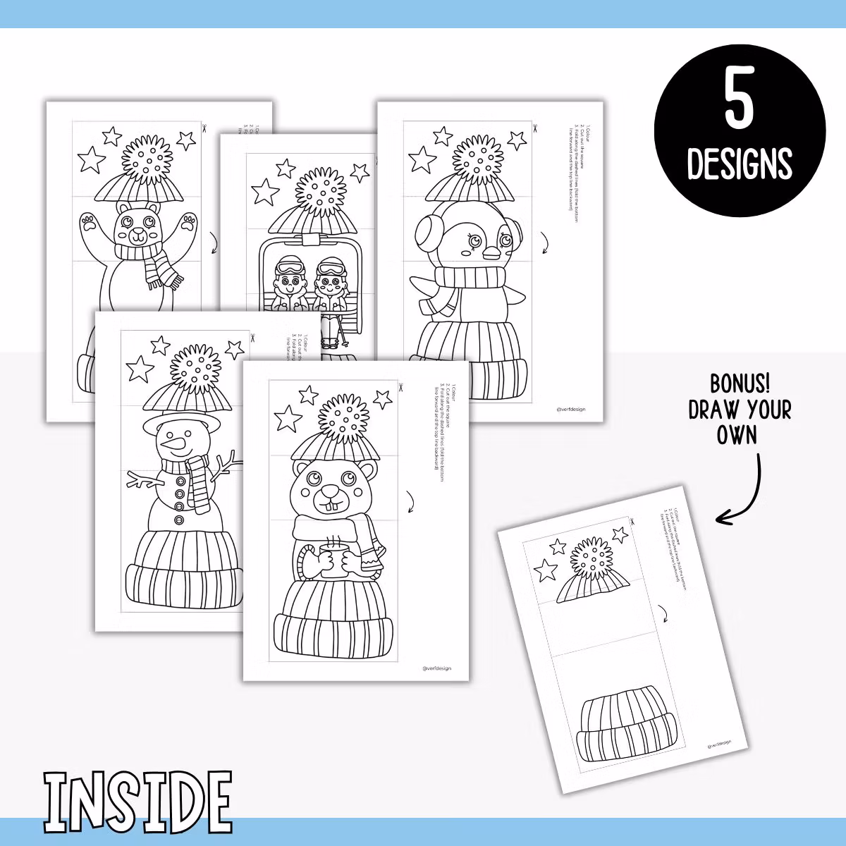 Surprise Winter Hats - Printable Craft for Kids