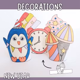 Printable New Year Decorations - Craft Templates for Kids