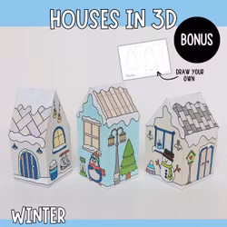 Winter 3D Houses – Craft Templates for Kids