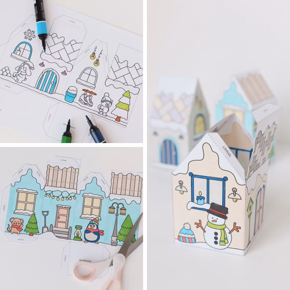 Winter 3D Houses – Craft Templates for Kids