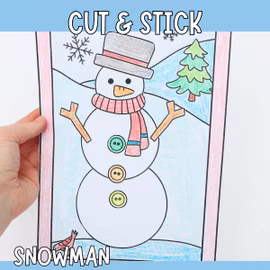 Cut and Stick - Snowman Craft for Kids