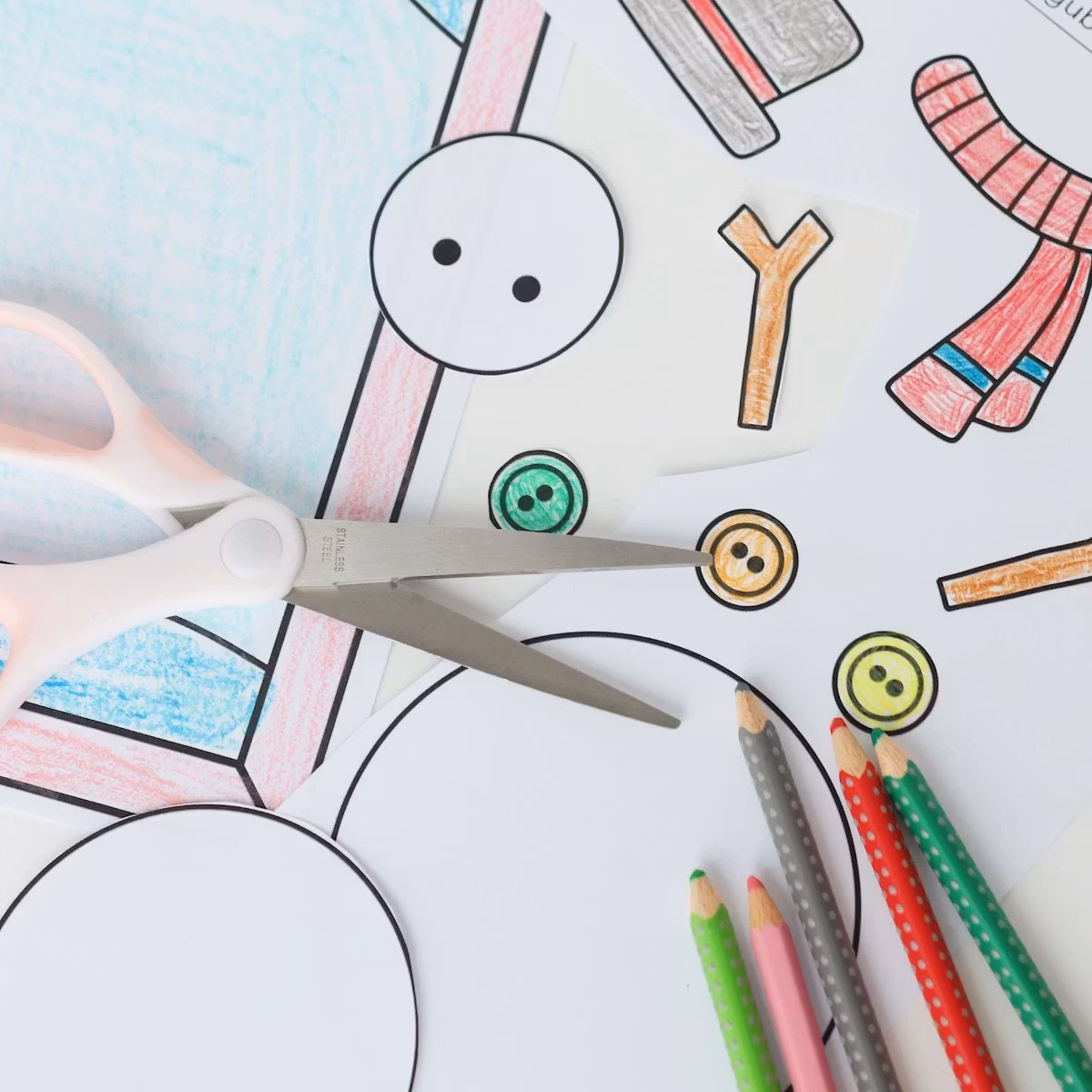 Cut and Stick - Snowman Craft for Kids