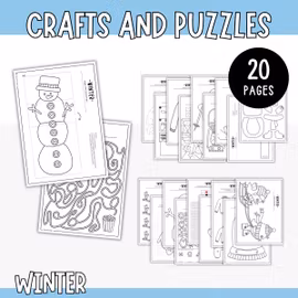 Winter Crafts and Puzzles - 20 Printable Activities for Kids
