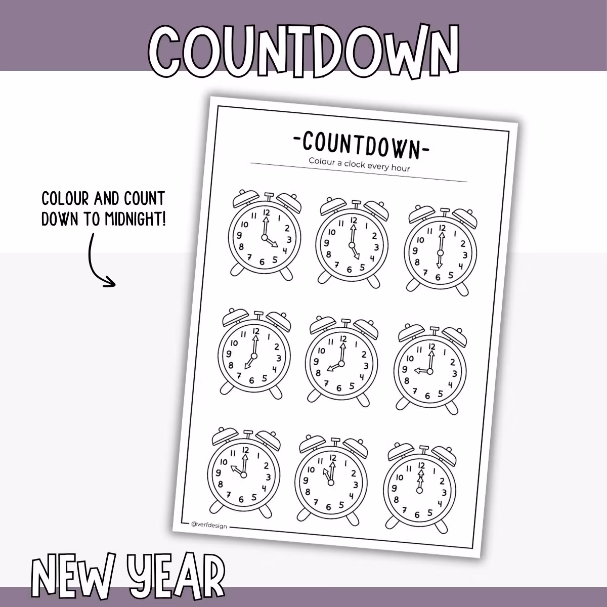 Countdown Colouring - Printable New Year Activity for Kids
