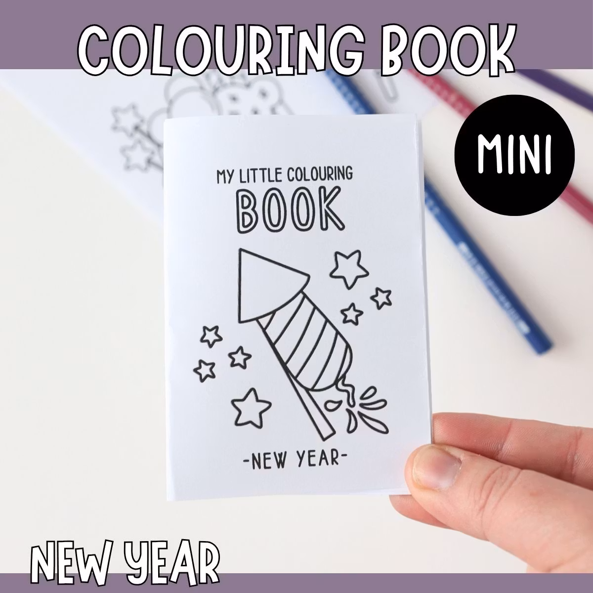 Mini Colouring Book - New Year Craft for Kids