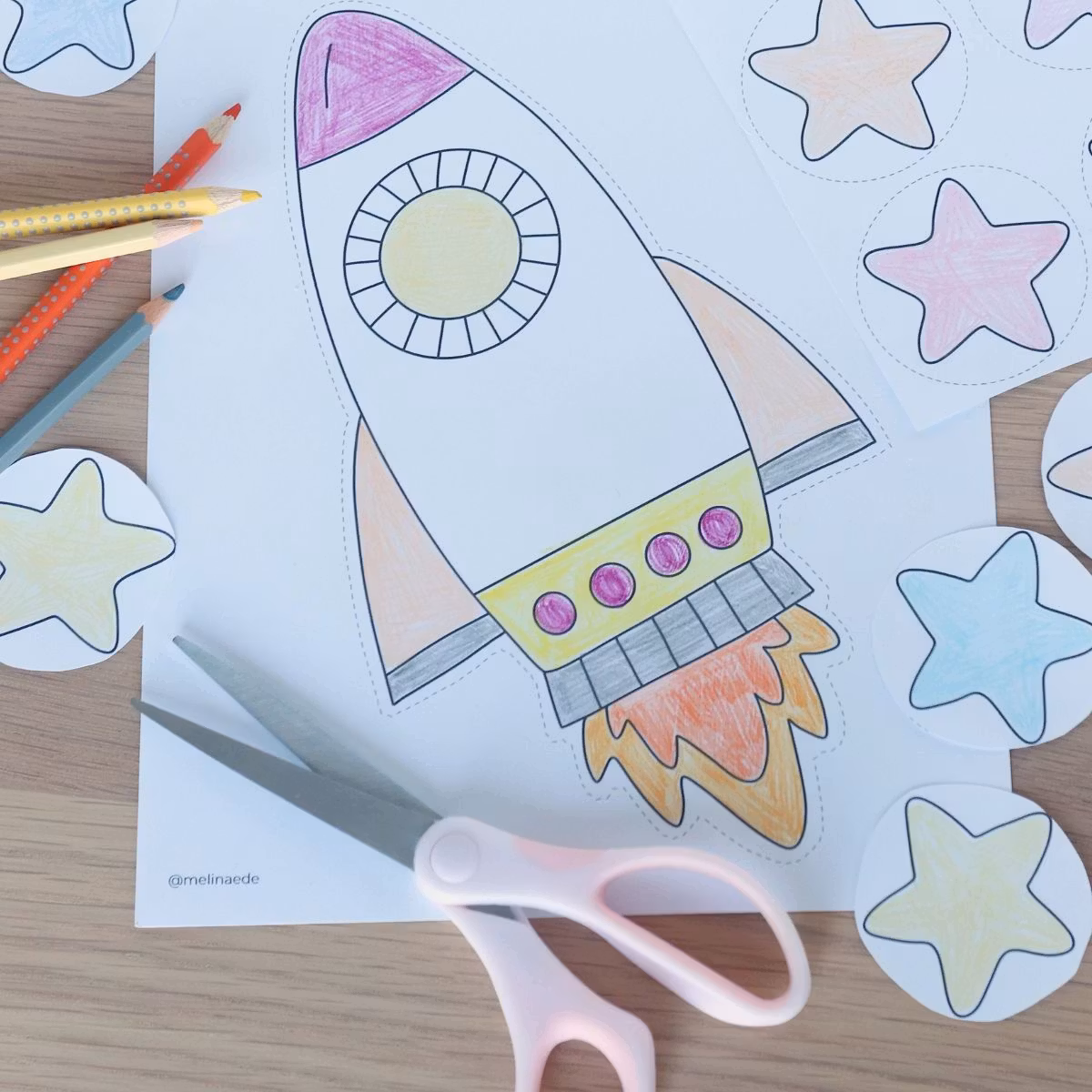 Printable Rocket Craft for Kids - Cut, Colour and Make