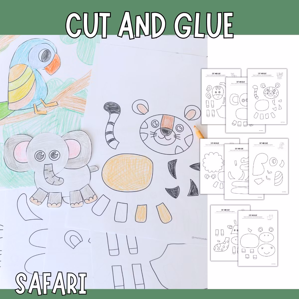 Safari Animals - Printable Cut and Glue Craft for Kids