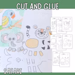 Safari Animals - Printable Cut and Glue Craft for Kids