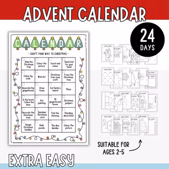 Printable Craft Advent Calendar - Extra Easy (24 days)