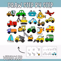 20 Step-by-Step Drawing Prompts - Vehicles