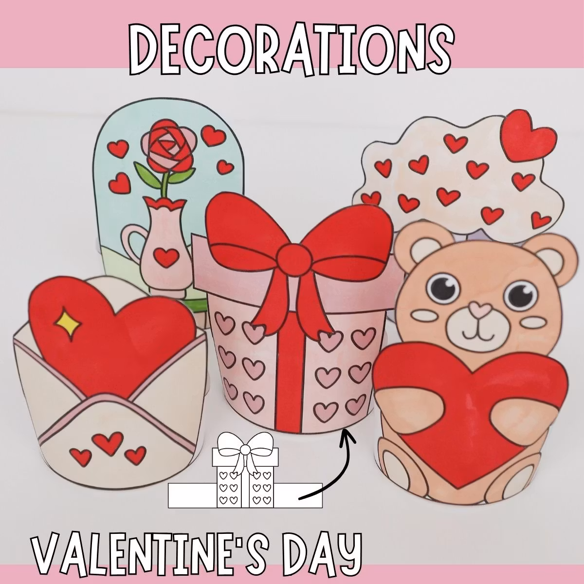 Standing Valentine’s Decorations - Printable Craft for Kids