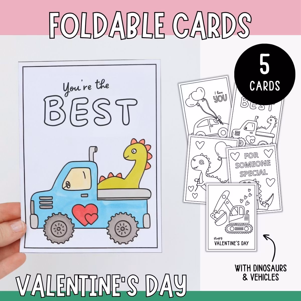 Valentine’s Cards - Vehicles & Dinosaurs