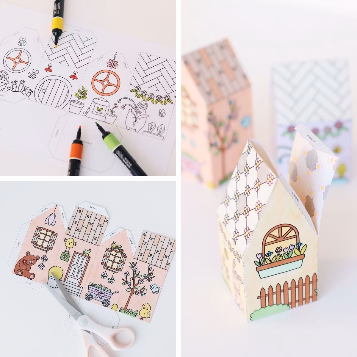 Spring 3D Houses – Craft Templates for Kids