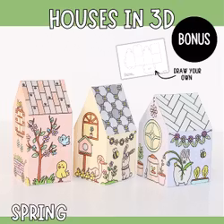 Spring 3D Houses – Craft Templates for Kids