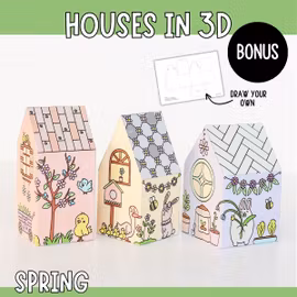 Spring 3D Houses – Craft Templates for Kids