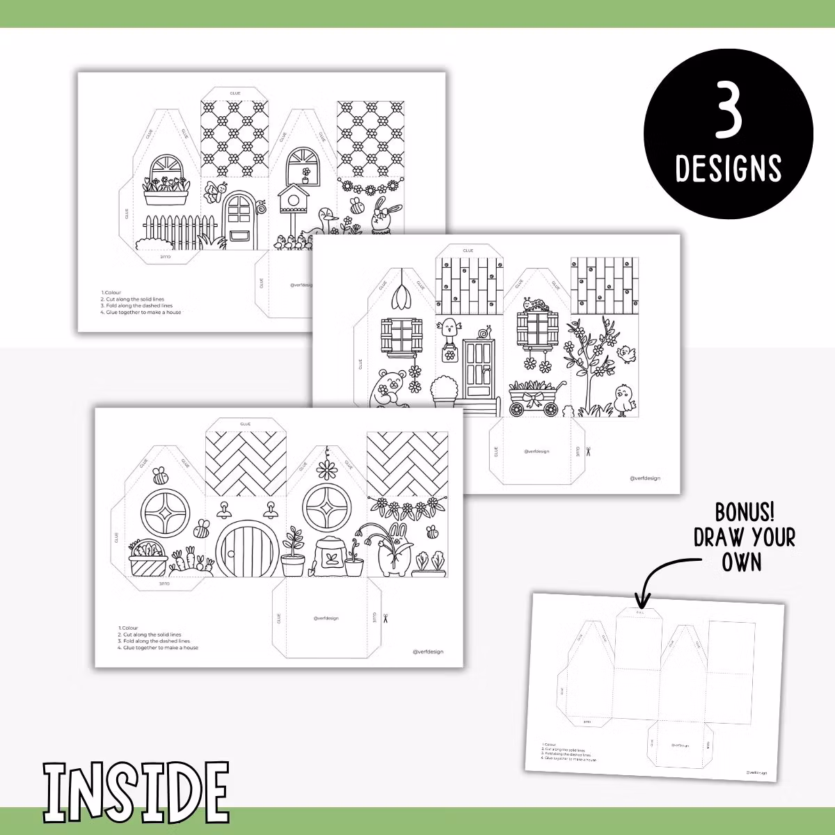 Spring 3D Houses – Craft Templates for Kids