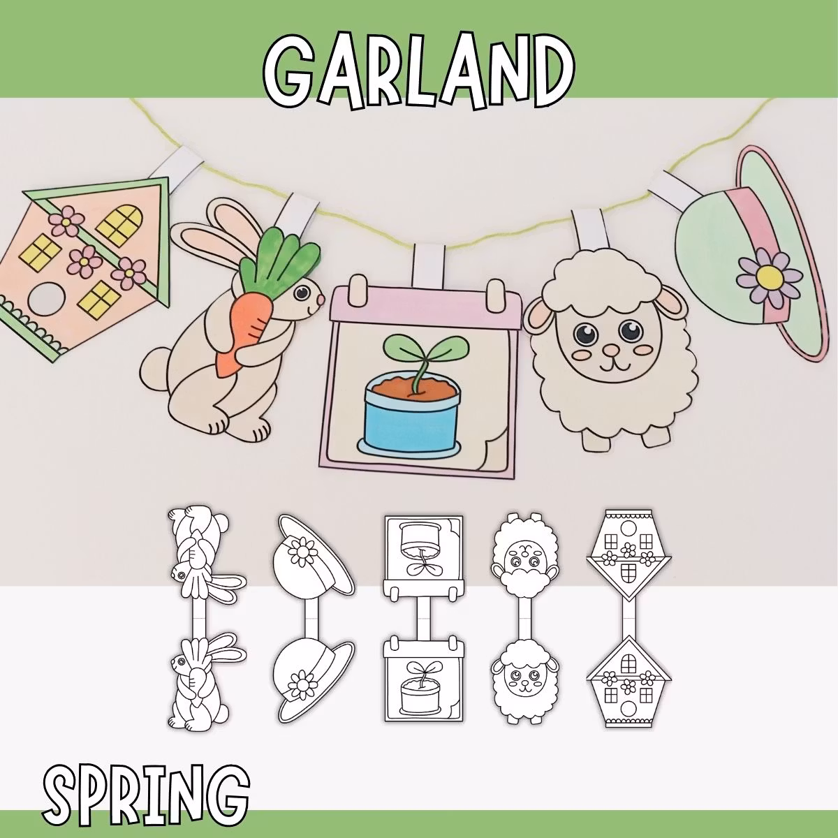 Spring Garland Activity Printable Spring Garland - Craft for Kids - Verfdesign.uk
