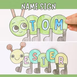 Printable Caterpillar Name Sign Craft for Kids