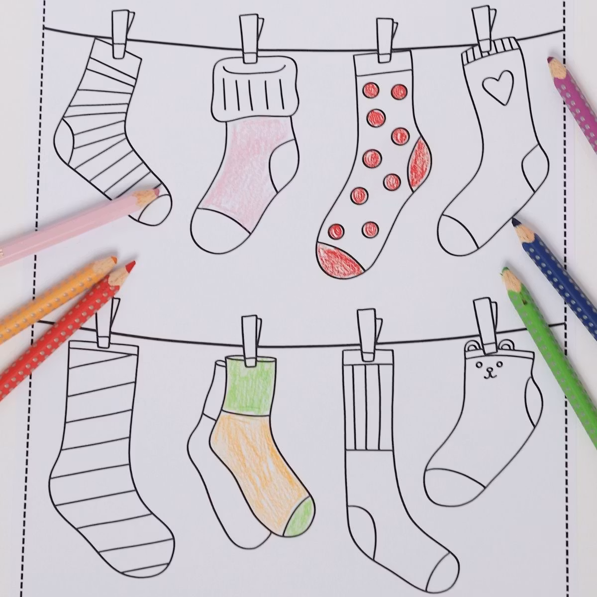 Odd Socks Day Colouring Pages - Printable for Kids