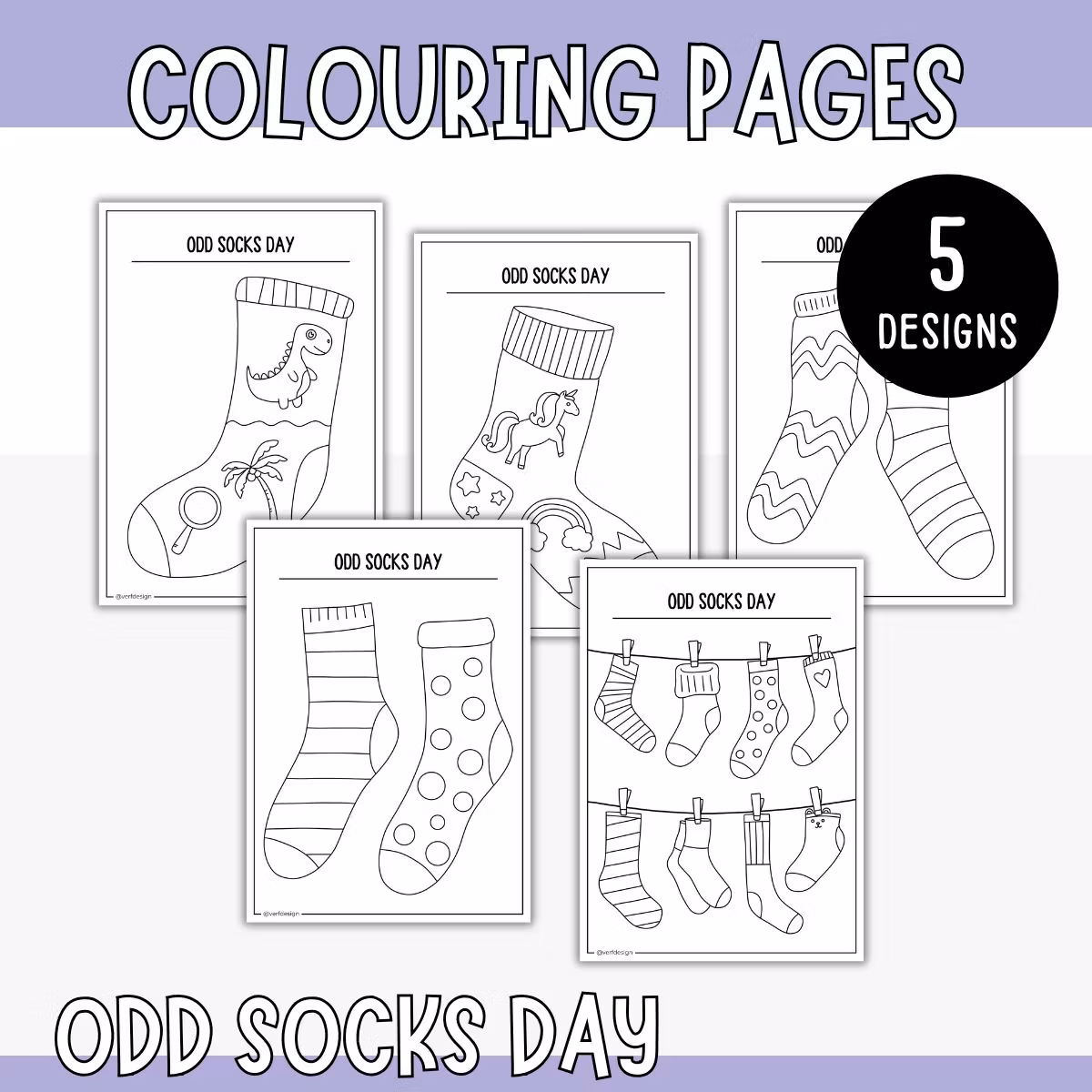 Odd Socks Day Colouring Pages - Printable for Kids