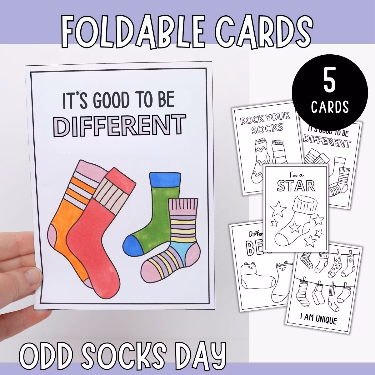 Odd Socks Day Cards - 5 Designs