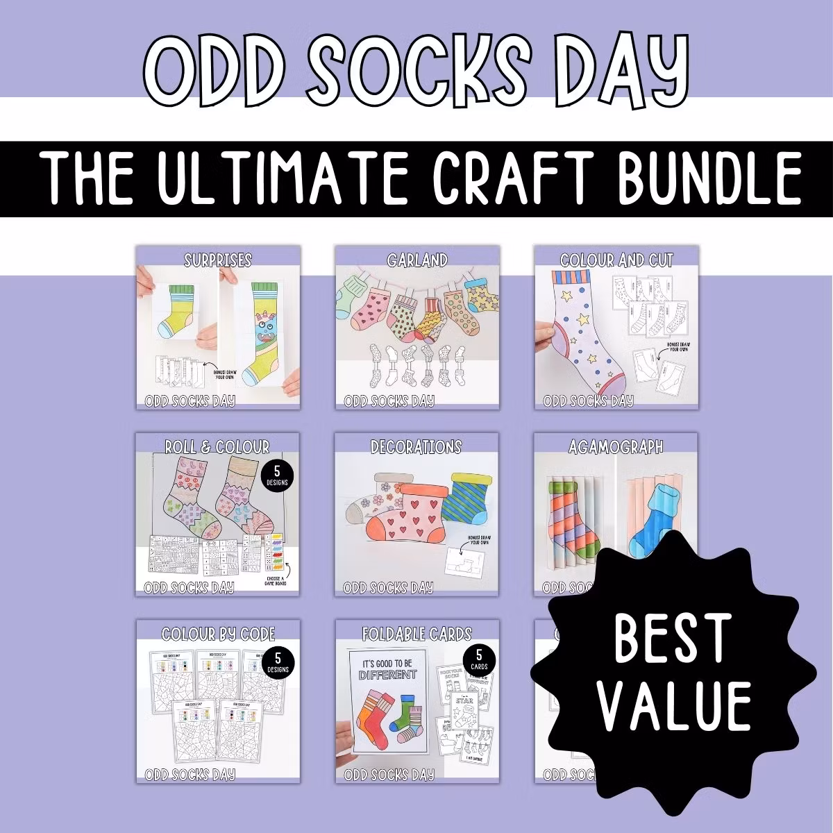 The Ultimate Odd Socks Day Craft Bundle - Printables for Kids