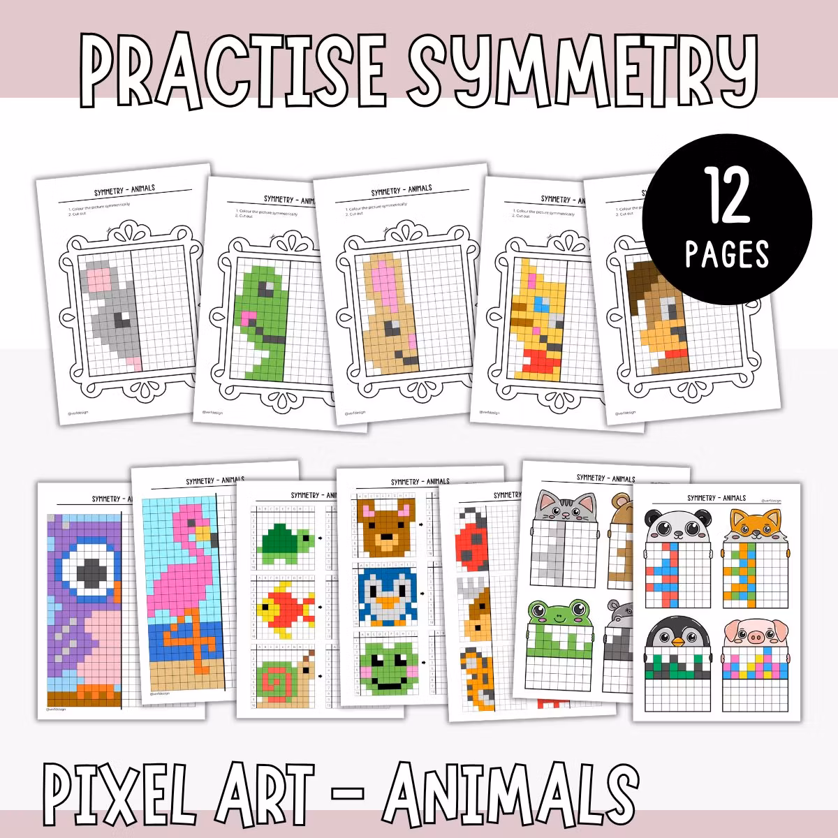 Symmetry Pixel Pictures - Animals