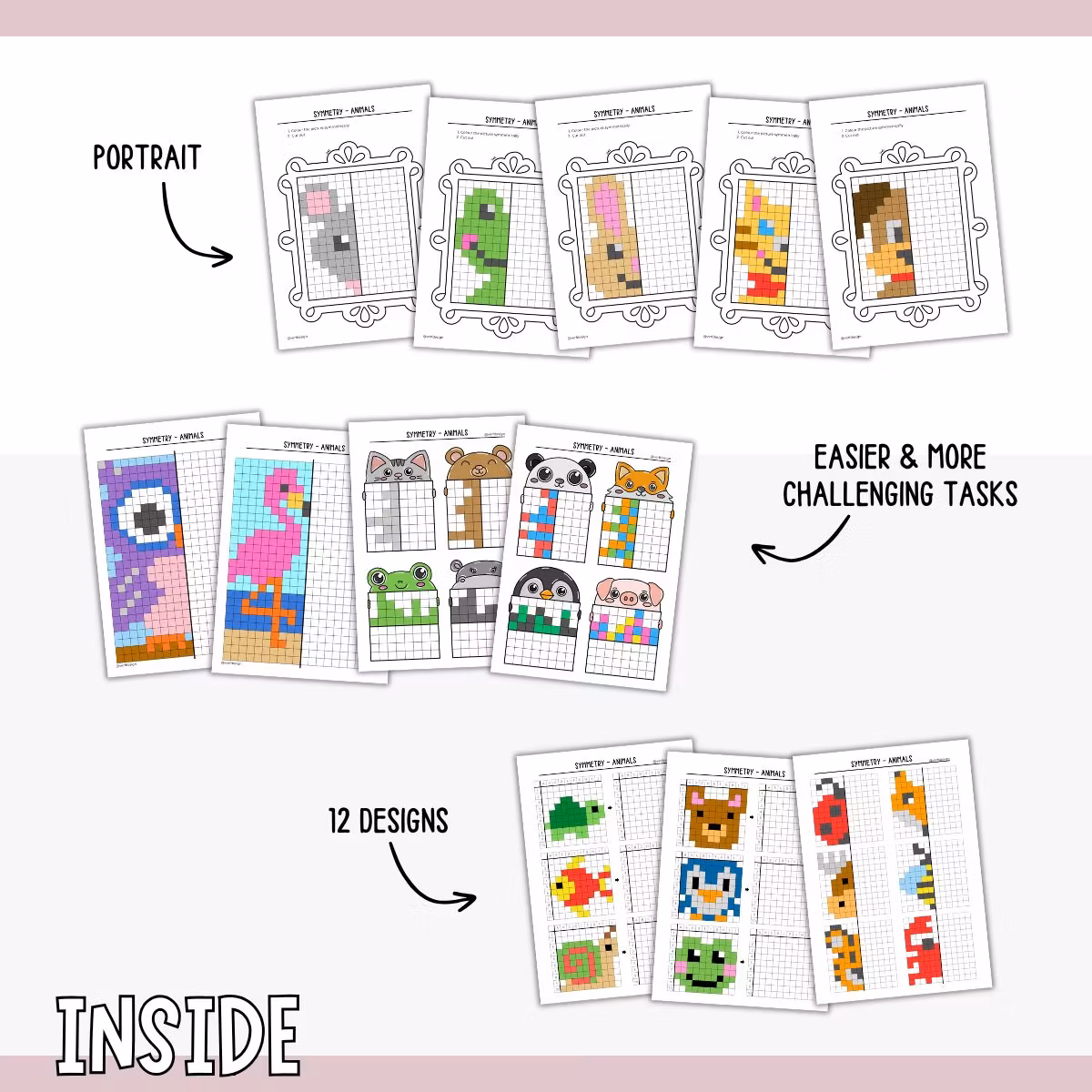 Symmetry Pixel Pictures - Animals