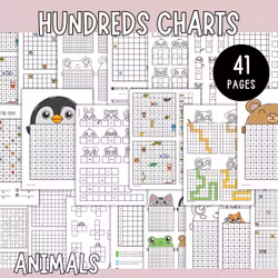 Hundreds Charts - Worksheets, Games & Pixel Pictures (Animals)