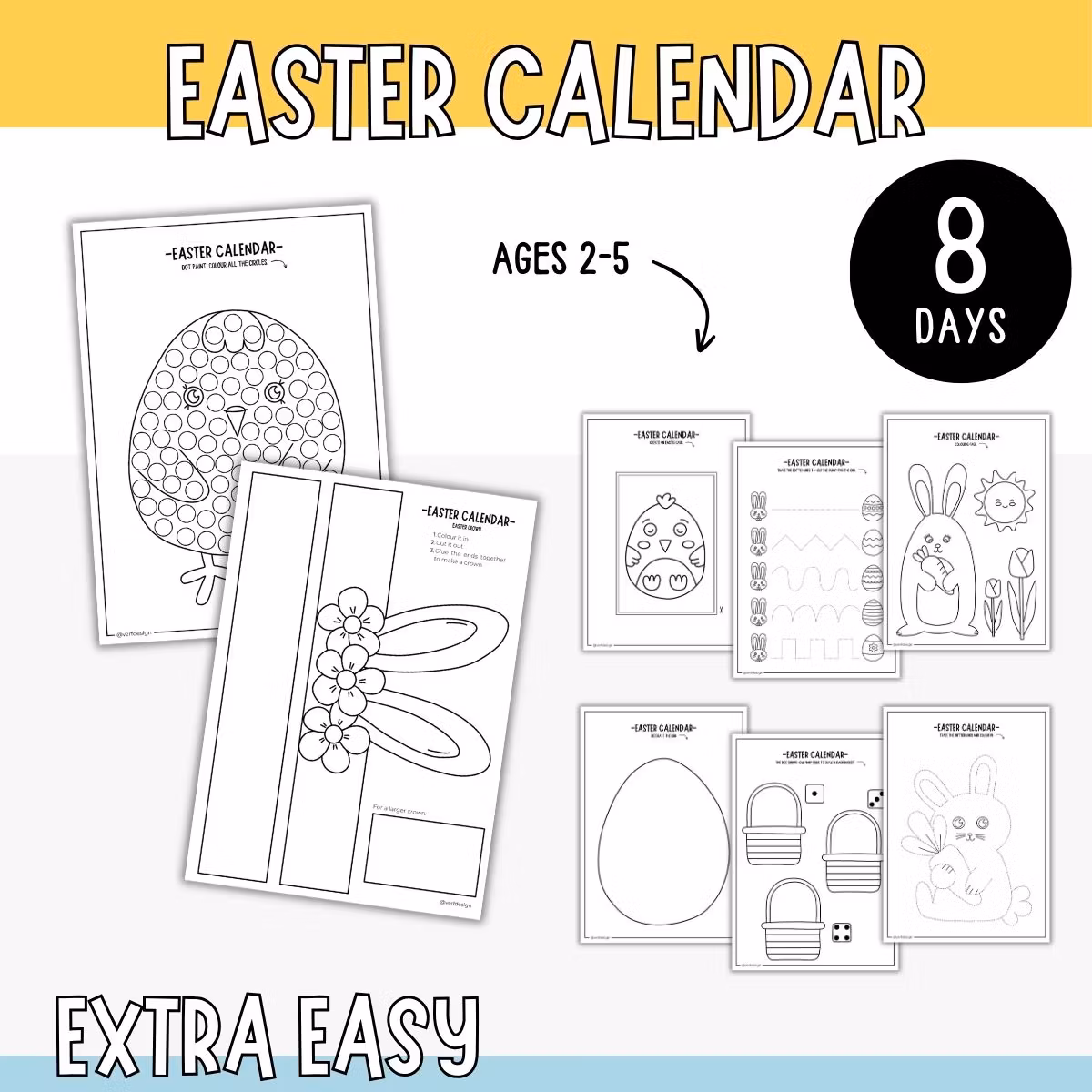 Easter Calendar - Extra Easy (8 Printable Craft Pages)