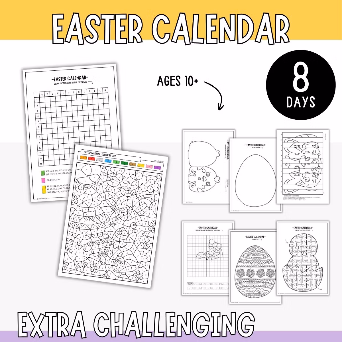 Easter Calendar - Extra Challenging (8 Printable Craft Pages)