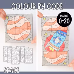 Colour by Code Maths to 20 (Addition & Subtraction) - Space