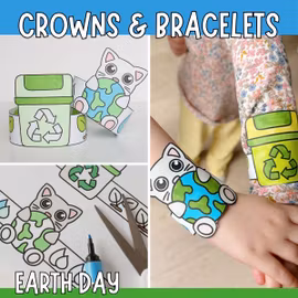 Earth Day Bracelets & Crowns - Printable Craft for Kids