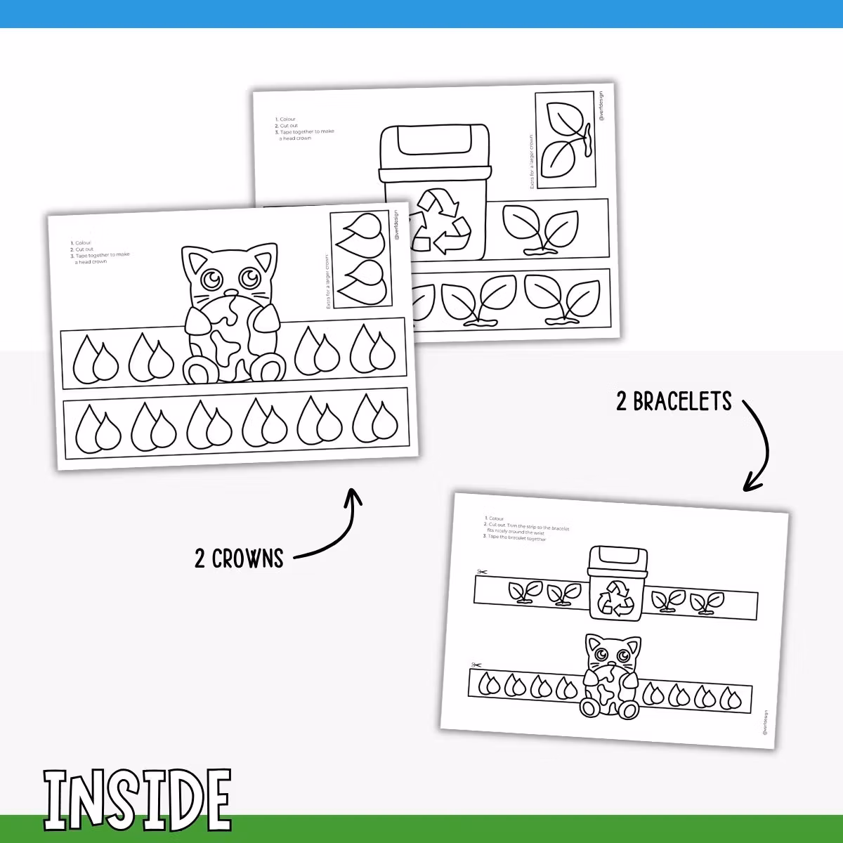 Earth Day Bracelets & Crowns - Printable Craft for Kids