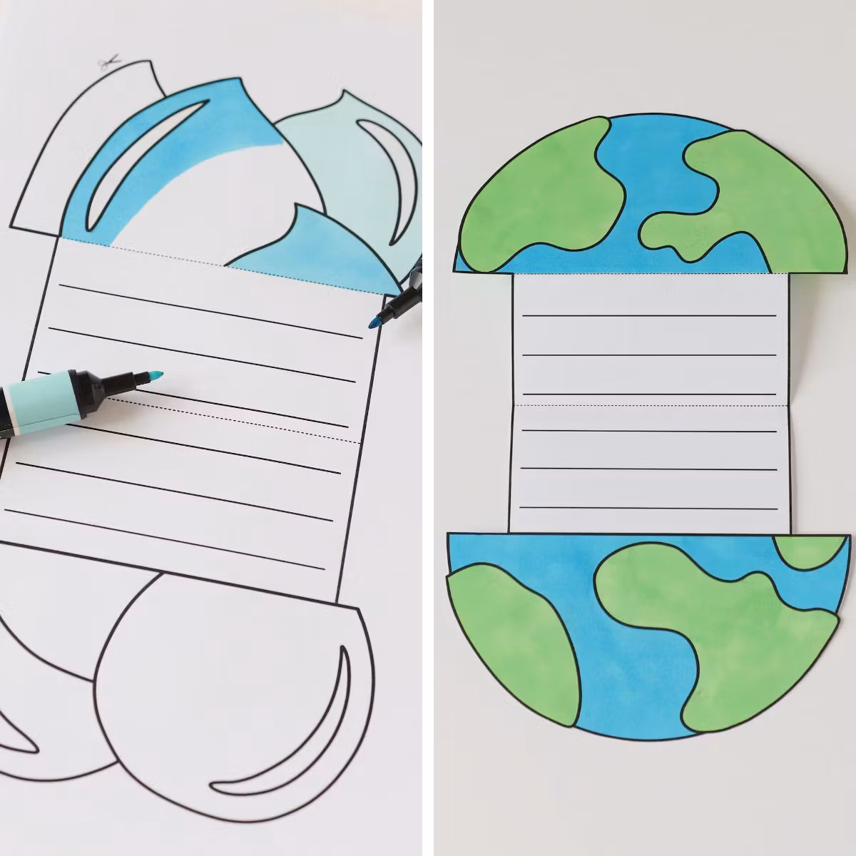 Earth Day Writing Templates - Foldable Craft for Kids