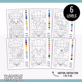 Colour by Code Maths to 20 (Addition & Subtraction) - Ocean animals
