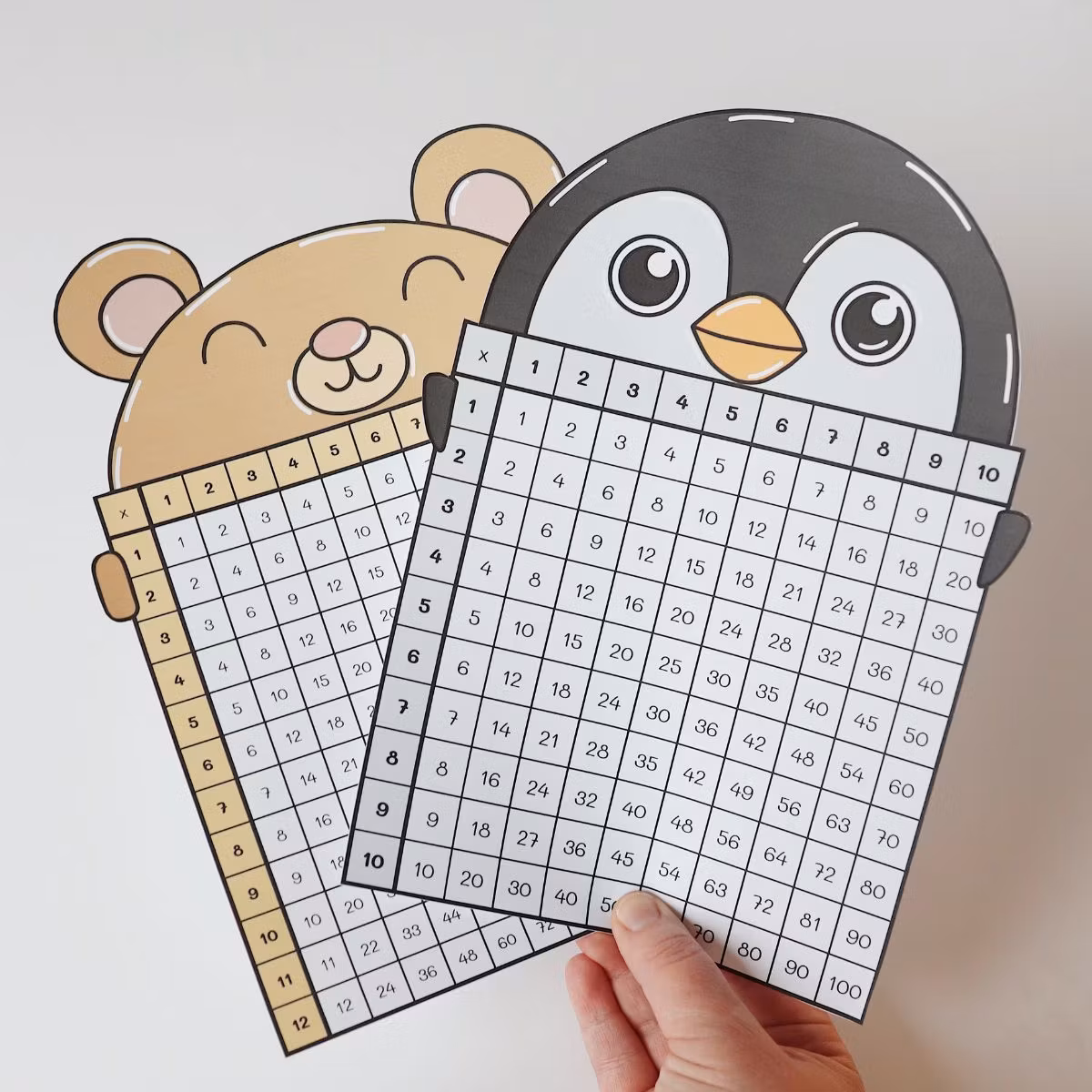 Times Tables Charts (Animals) - Tables 1-10 and 1-12