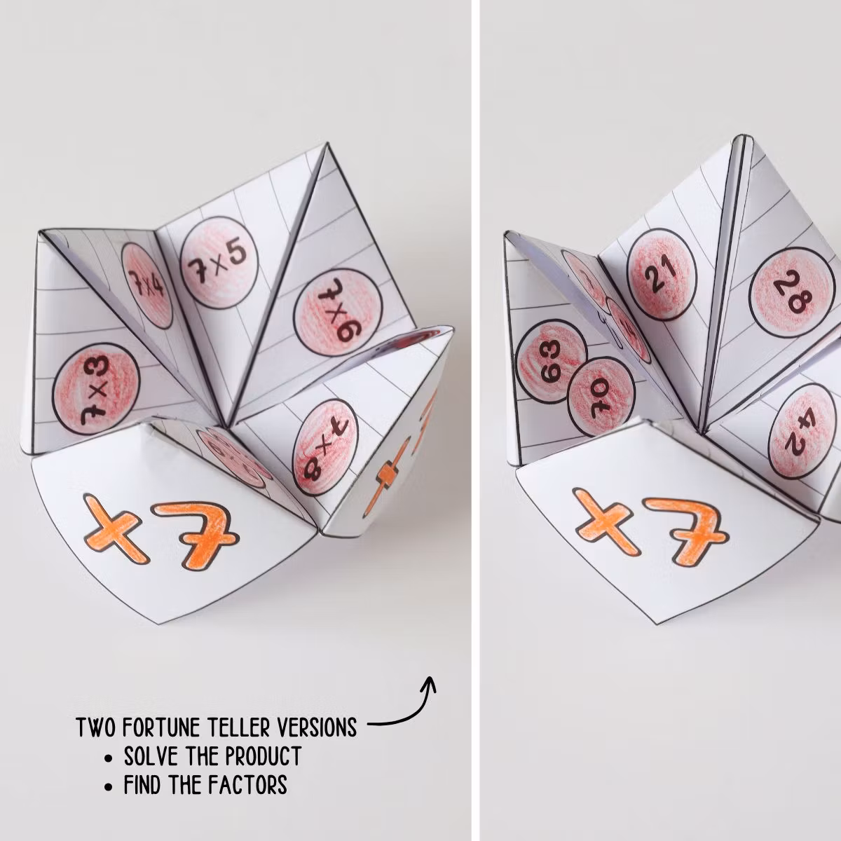 Practise Times Tables - Multiplication Fortune Tellers
