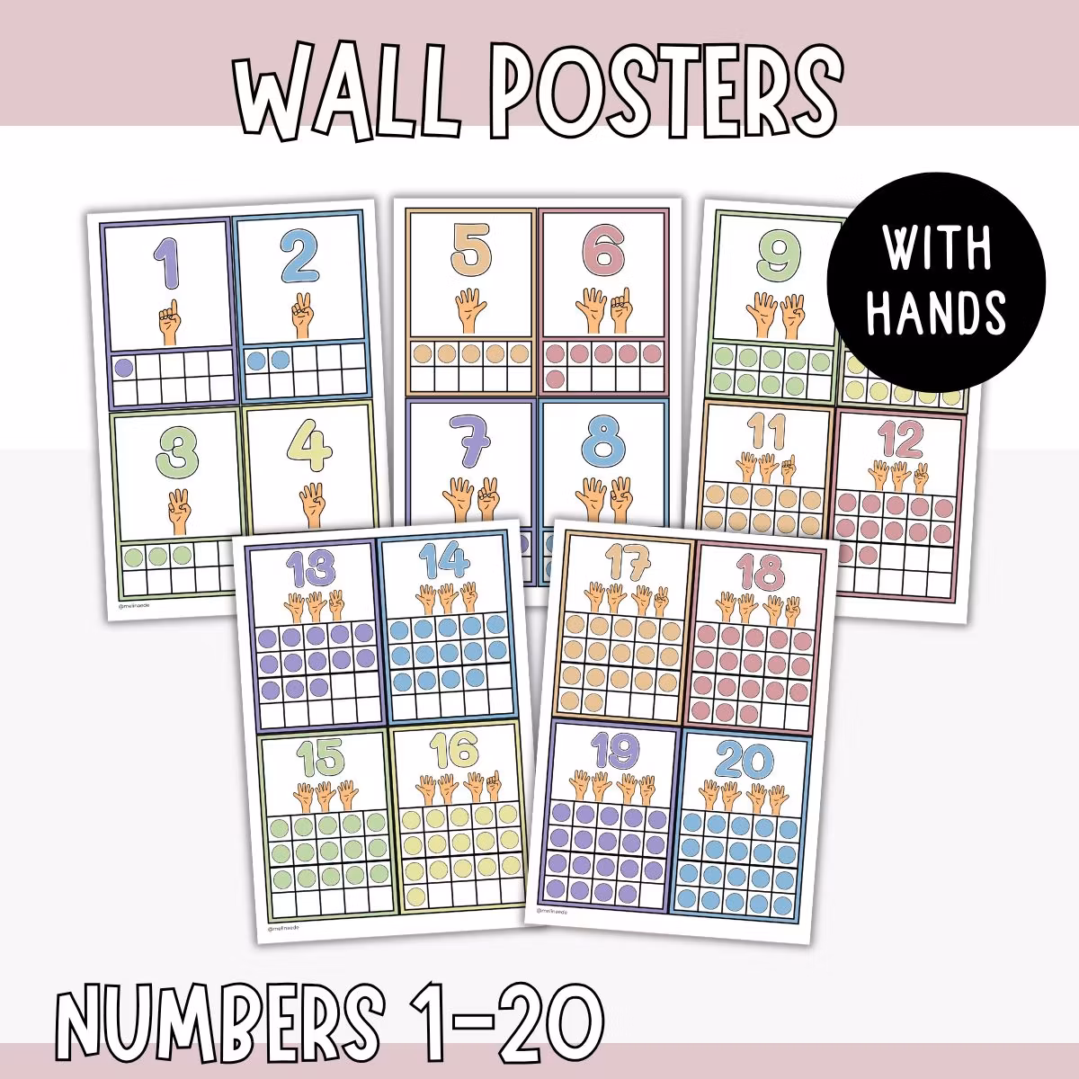 Small Wall Posters - Numbers 1-20 with Hands