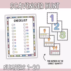 Scavenger Hunt - Numbers 1-20 (Find and Practise)
